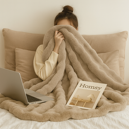 Homsy™ Ultra-Soft Faux Rabbit Fur Throw Blanket – Luxury Cozy Home Decor