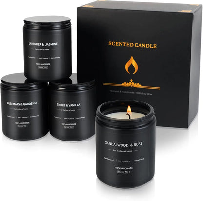 Homsy™ “Ember Noir” 4-Piece Luxury Candle Set