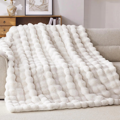 Homsy™ Fluffy Bubble Throw – 1000GSM Luxury Faux Fur Blanket